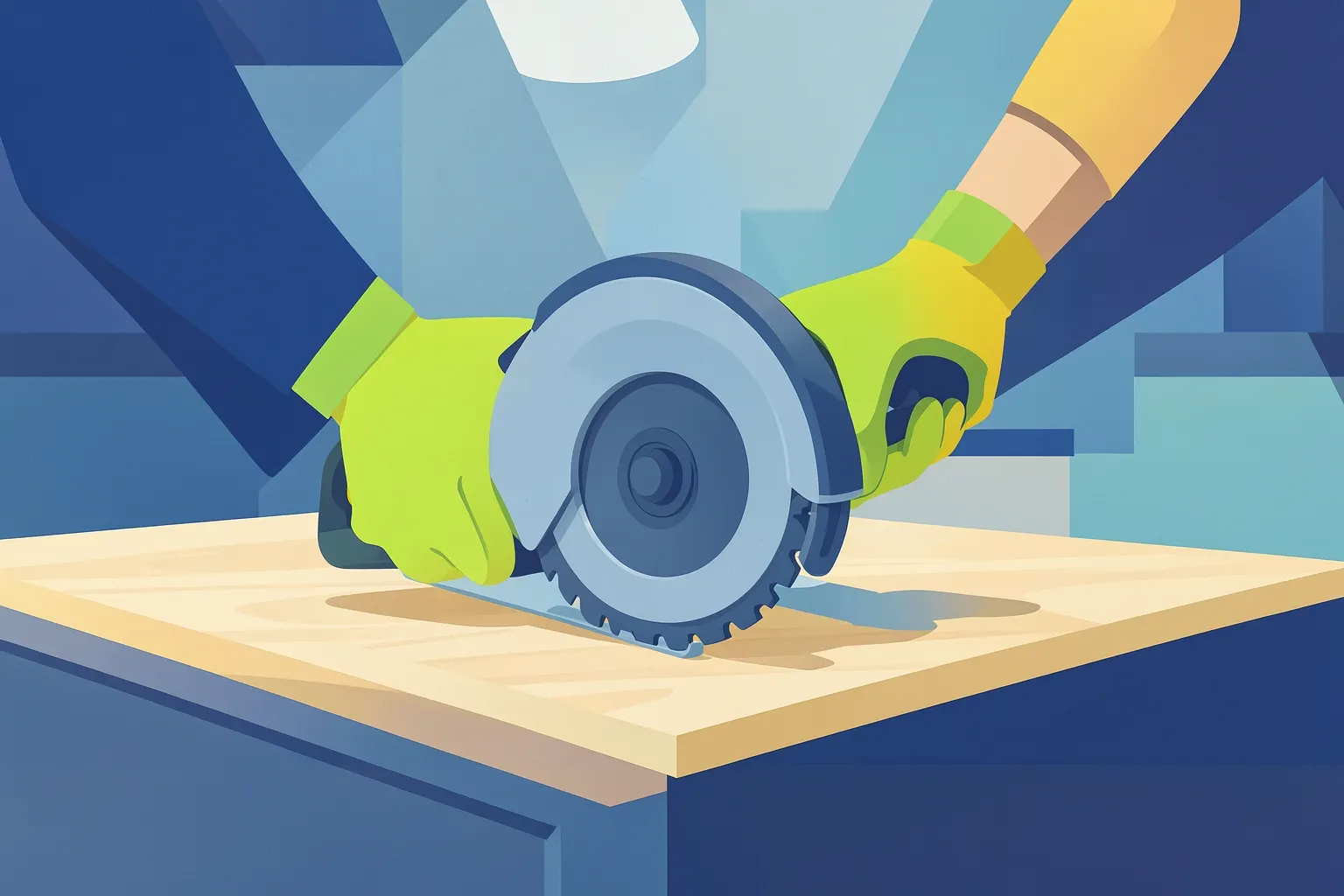 A person installing a laminate kitchen worktop, showing the process of cutting and fitting.