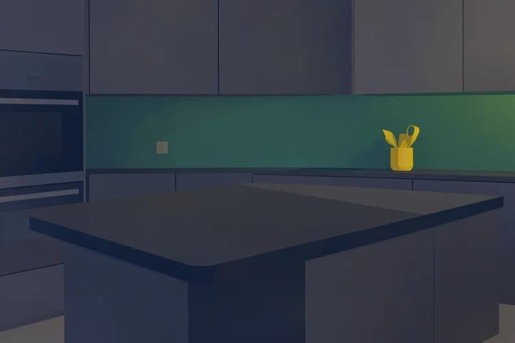 A newly installed, stylish kitchen worktop in a modern kitchen.