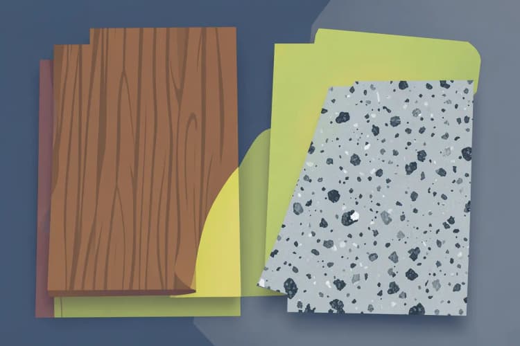 A person comparing different material samples for kitchen worktops.
